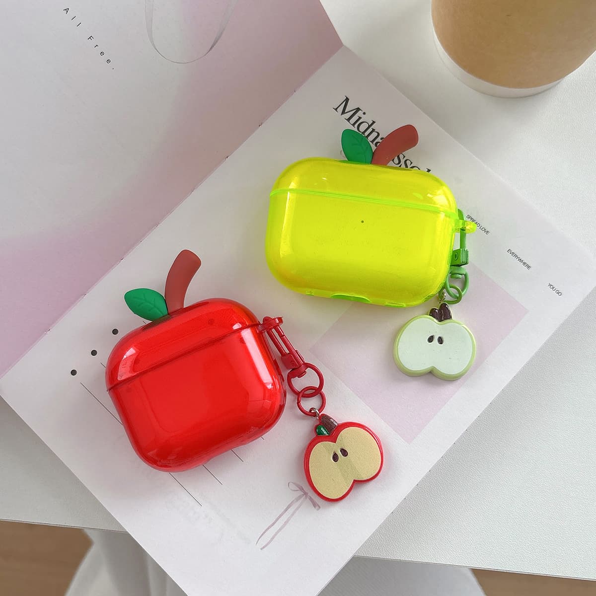 Transparent Cartoon Apple Earphone Protective Case Suitable for AirPods4pro3/pro2 Fourth Generation Earphone Case Transparent