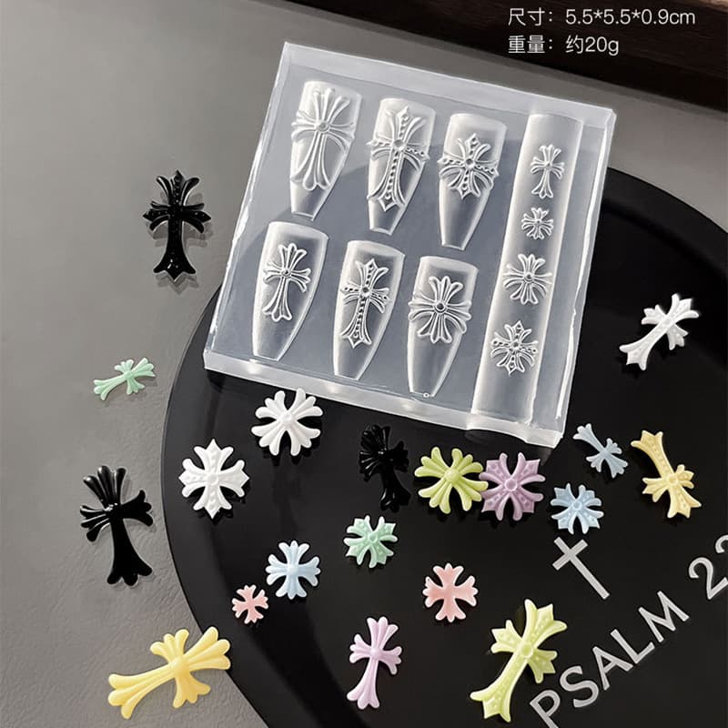 Internet-Famous High-Transparency Silicone Mold Cross-Shaped DIY Nail Art Tool for Creating 3D Designs and Embossed Patterns