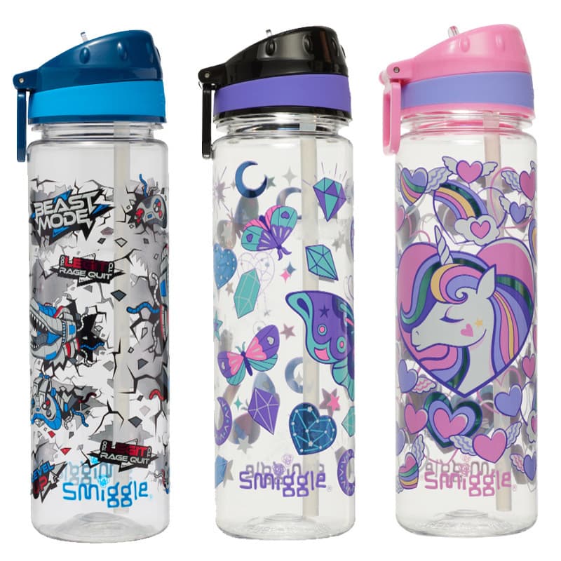 Australia Smiggle New Water Bottle, Children's Large Capacity Cup, Cartoon Straw Cup for Primary and Secondary School Students