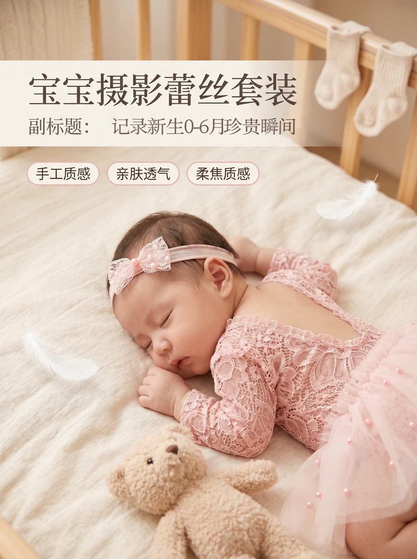 Newborn photography clothing, baby girl onesie, photo props, baby pearl lace skirt suit