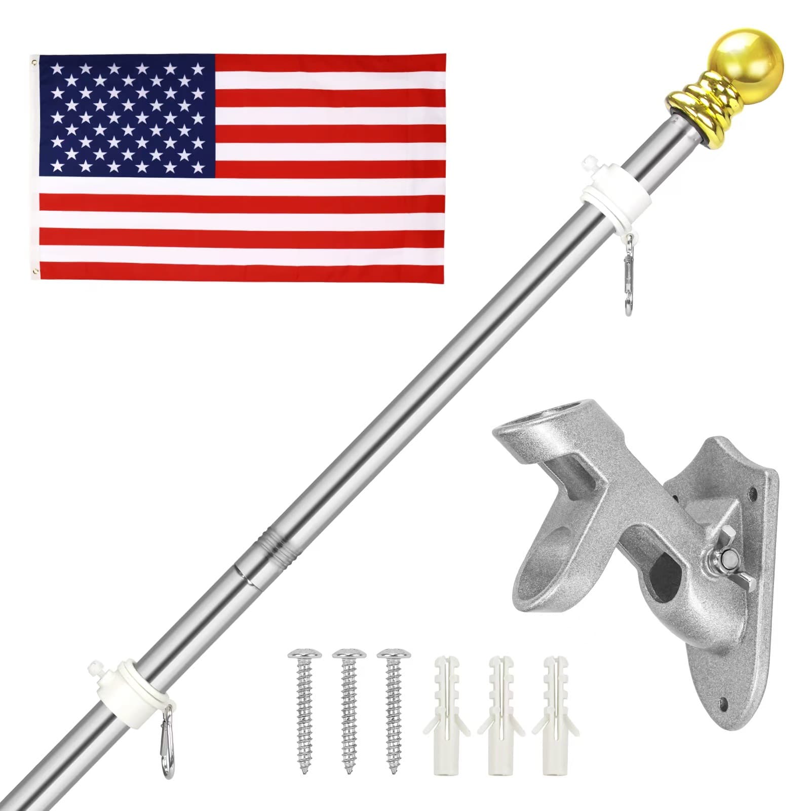 Slant Insertion Straight Insertion Stainless Steel Indoor Outdoor Rotating Flagpoles and Single Hole Double Hole Bases Cross-border Amazon Walmart