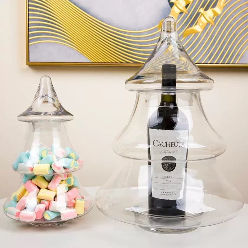 Glass Storage Jar Christmas Tree Jar Shaped Jar Wedding Decoration European Style Hand-blown Glass Candy Jar