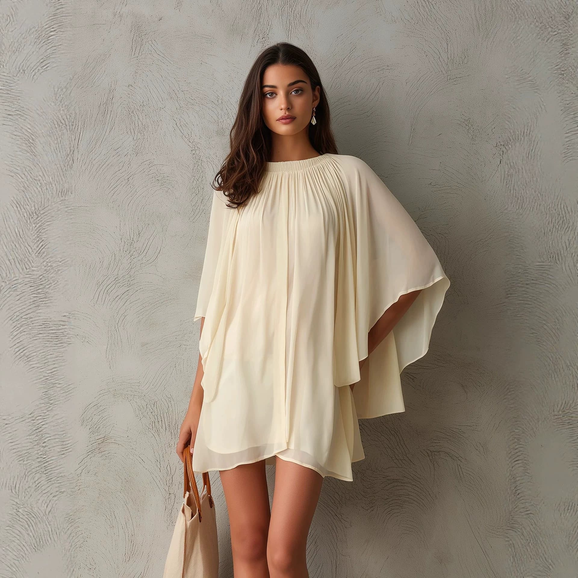 Irregular Design Ribbon Feel Short Sleeve Chiffon Top for Women Summer New Slightly Sheer Loose Relaxed Slimming Elegant Blouse
