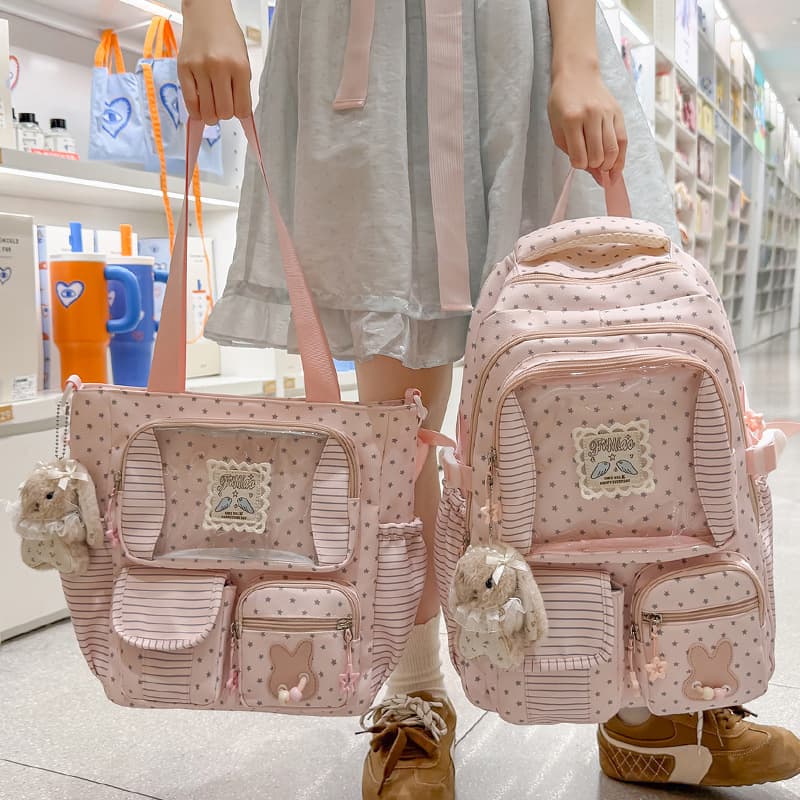 New men's and women's middle and high school schoolbags, primary school students' backpacks, outdoor travel backpacks, large capacity and cute two-piece set