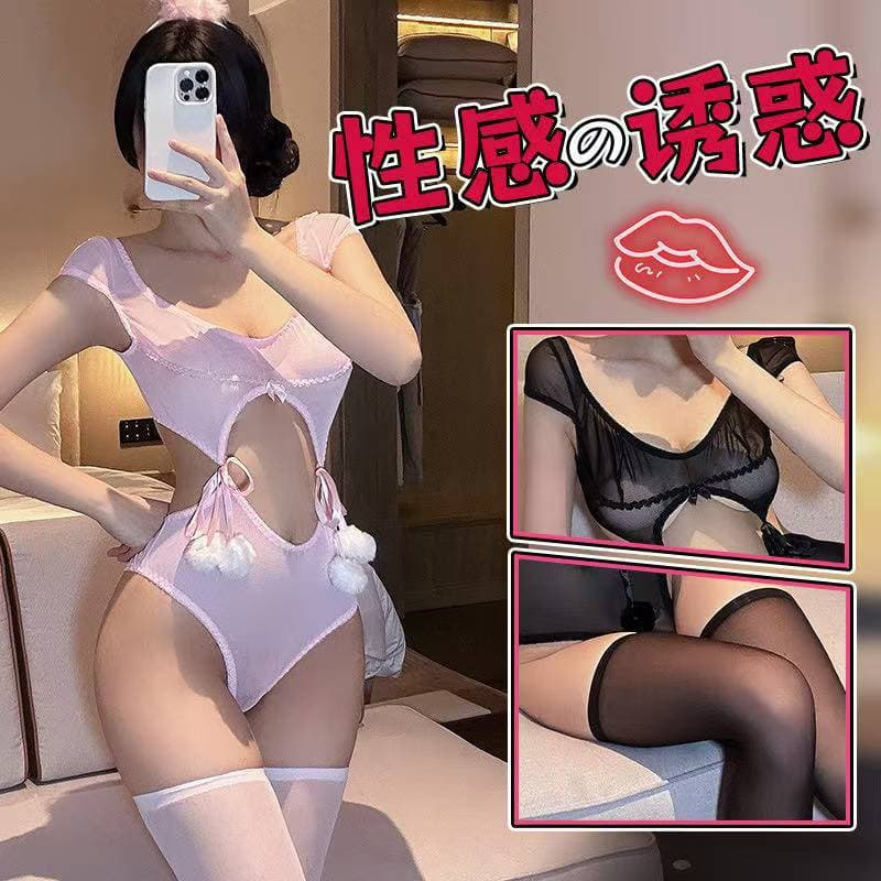 Soft little cute bunny seductive one-piece suit sexy lingerie sexy pure desire bunny girl exposed buttocks see-through temptation uniform