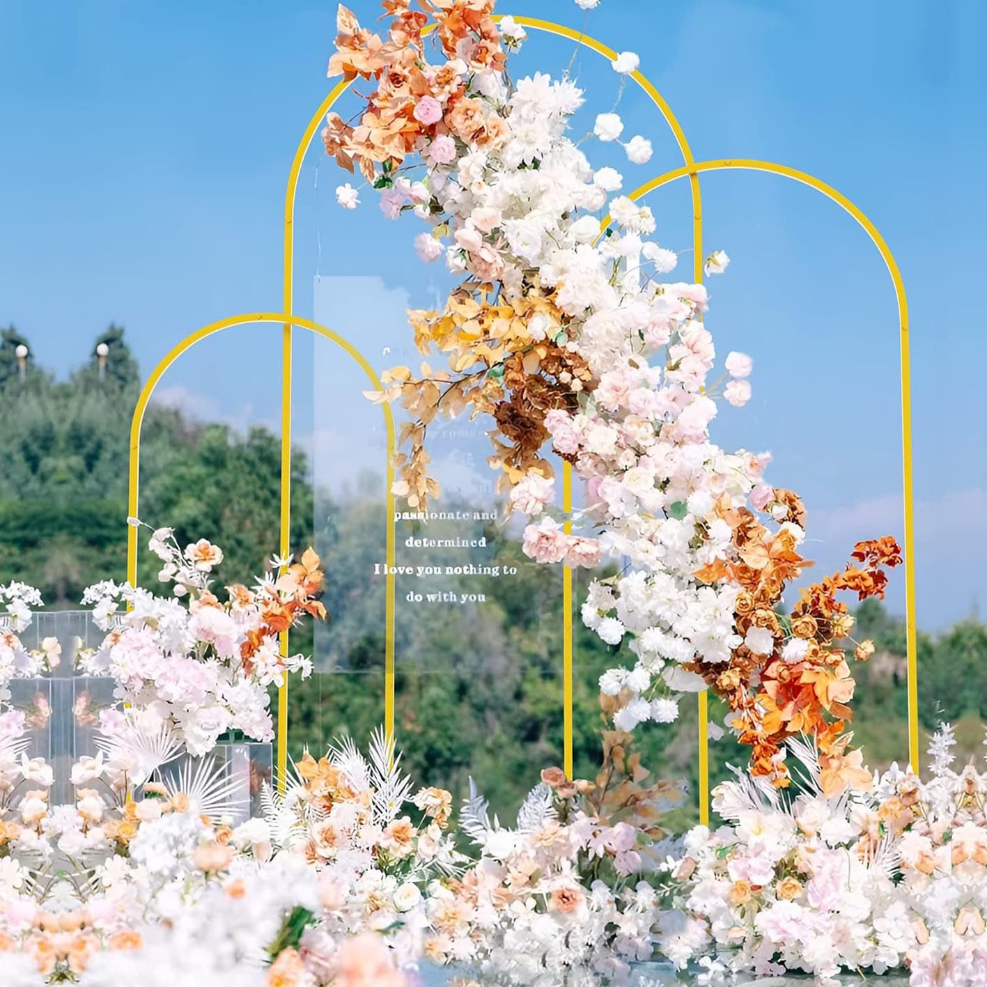 Cross-border wedding arch background bracket balloon arch flower stand golden iron arch bracket birthday party decoration
