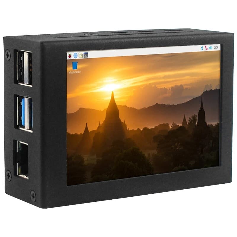 Raspberry Pi 4B 3.5-inch Display Screen with Integrated Cooling Fan and Metal Case for Pi 4th Generation
