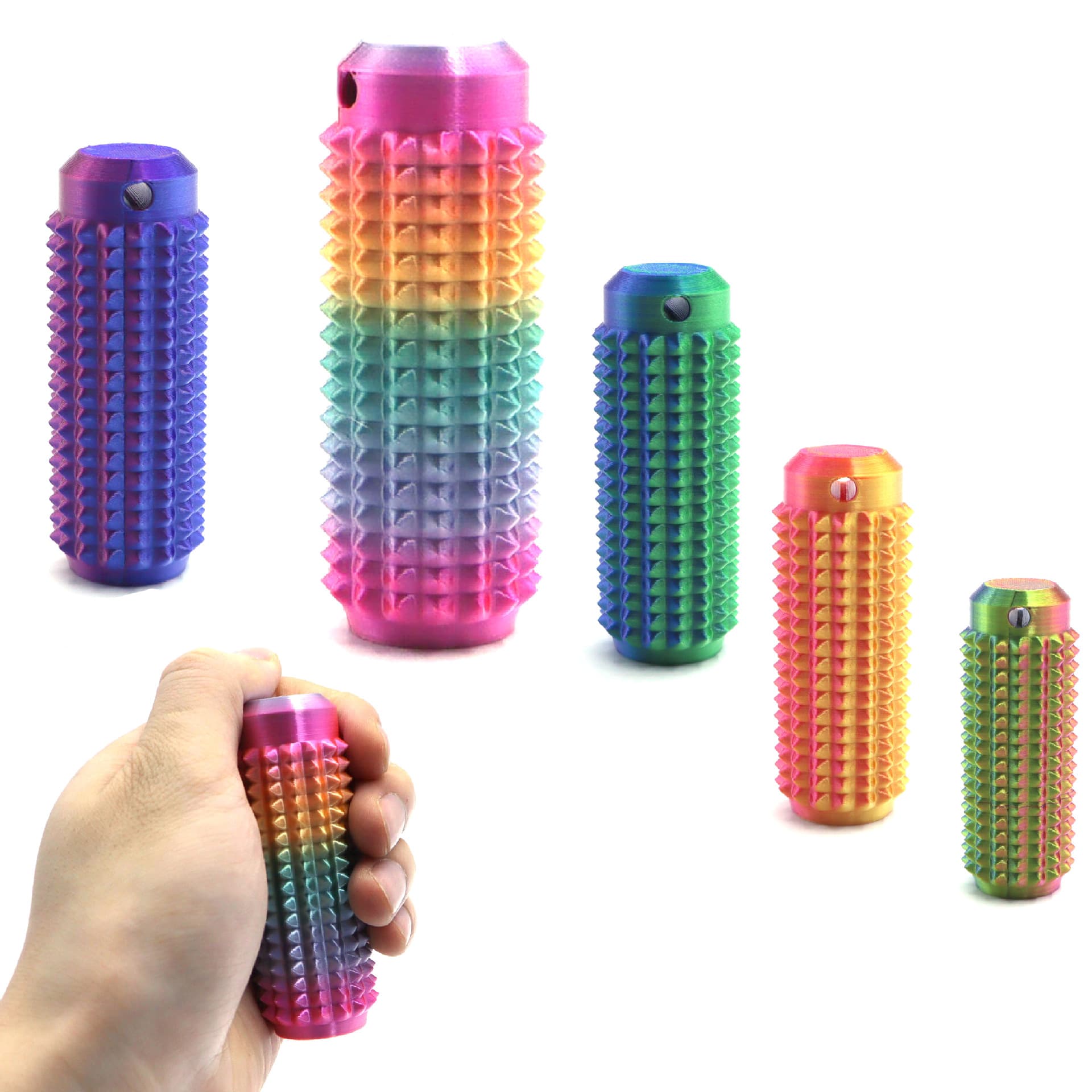 【Large Stock】Cross-border Hot Selling Spiky Grippie Stim Keychain Portable Fidget Decompression