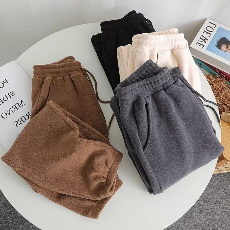 Men's Fleece Pants Autumn Winter Affordable Solid Color Jogger Fleece-Lined Sweatpants Men Loose Versatile Casual Pants Supermarket Dropshipping