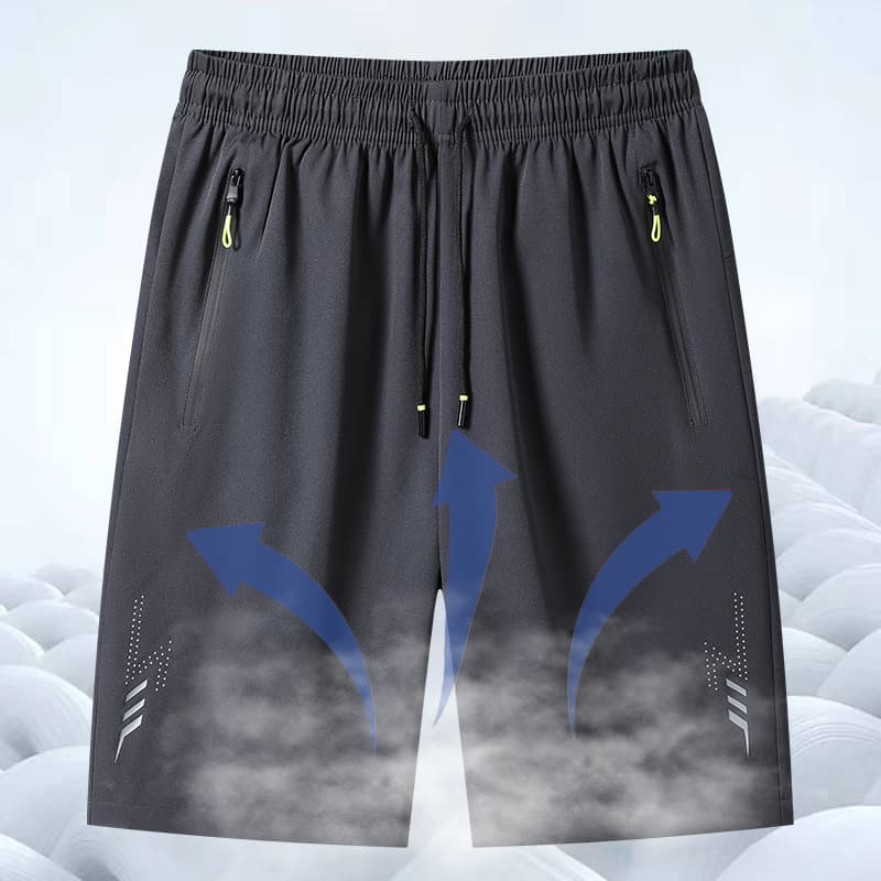 Quick-Dry Shorts for Men, Ice Silk Fabric, Streetwear Casual Shorts, Five-Point Loose Straight-Leg Mid-Length Shorts, Summer Thin Sports Shorts