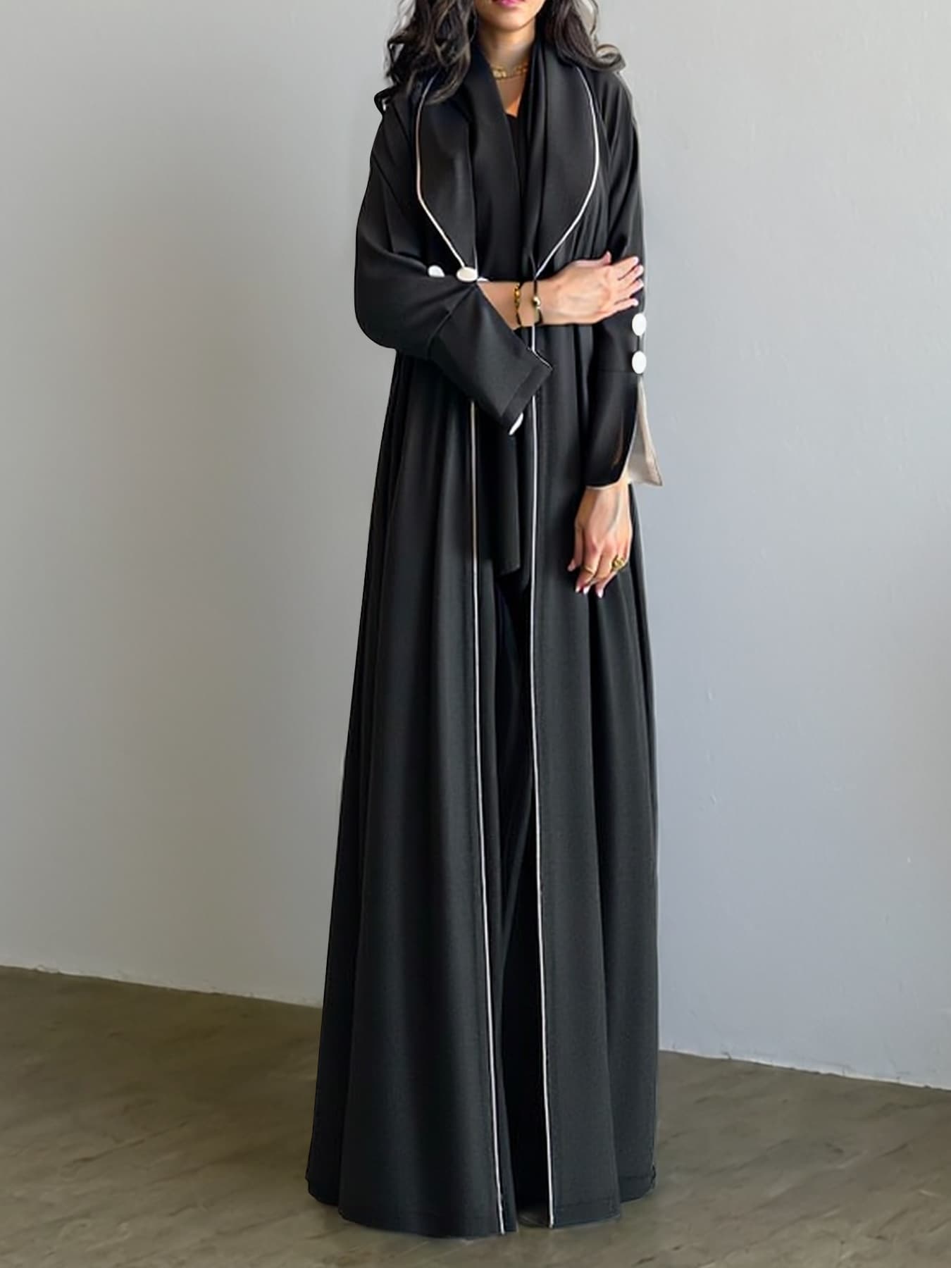 Amazon steps into the best-selling robe long-sleeved loose long spliced elegant slimming ethnic style dress robe