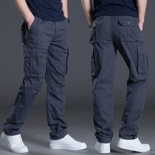 Men's Work Pants for Spring/Autumn, Straight-Leg Loose Versatile Multi-Pocket Casual Long Pants, Outdoor Durable Work Trousers