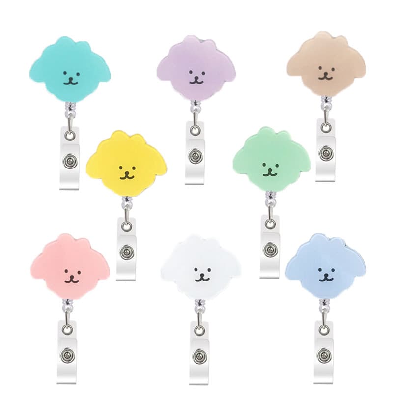 Nurse Badge Reel with Puppy Animal Design, Transparent Retractable Clip, Easy Pull, Employee ID Card Holder