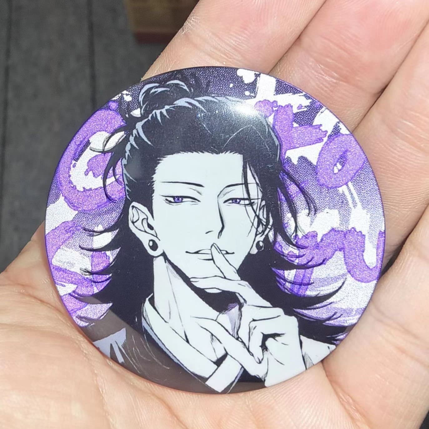 Jujutsu Kaisen Gojo Satoru Geto Suguru Fan Merch Badge Double Flash Reflective Pin Anime Accessory