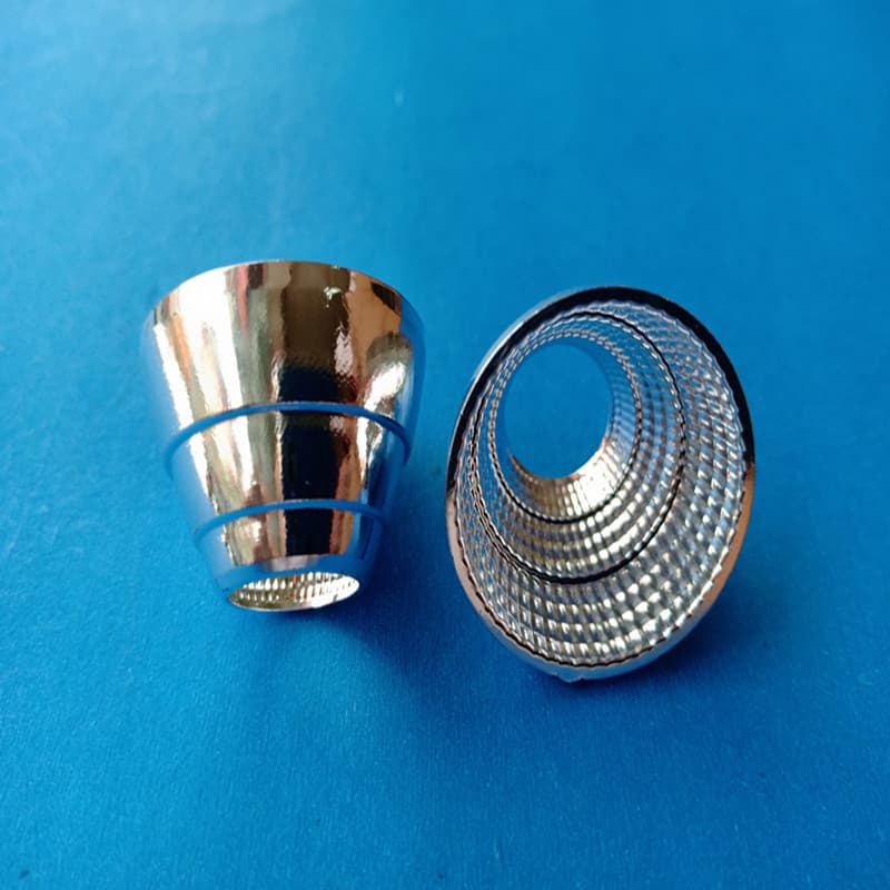 LED plastic electroplated reflector, φ27mm, 18mm high, 24-degree luminous flashlight spotlight reflector, other features.