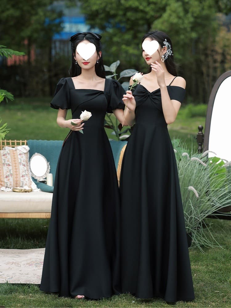 Black Slimming Evening Dress Women's Long Formal Banquet Elegant Sister Dress Performance Chorus Adult Formal Dress