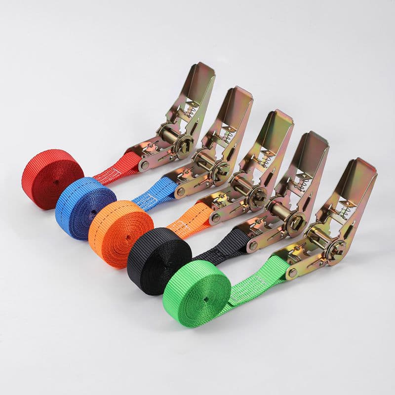 Cargo tie-down straps with ratchet buckles, truck securing devices from the manufacturer