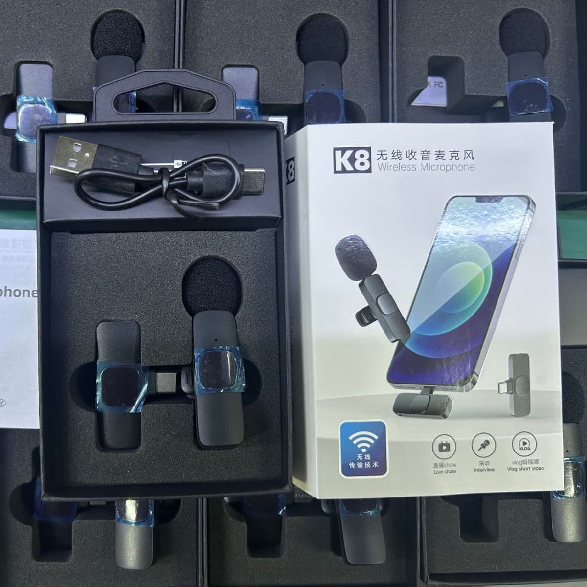 One-drag-two wireless lapel microphone K8/K9/K11 for outdoor live streaming, mobile recording with noise reduction