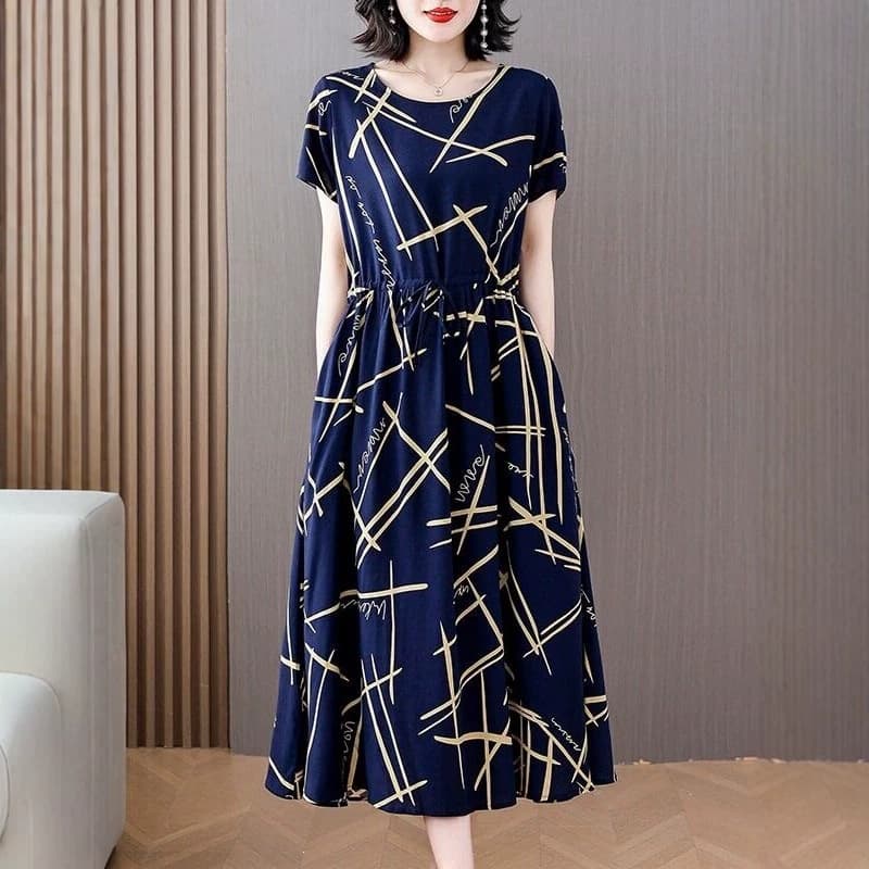 Floral Cotton Silk Dress for Women 2026 Summer New Style Middle-Aged and Elderly Mothers Artificial Cotton Home Wear That Can Be Worn Outside as a Nightgown
