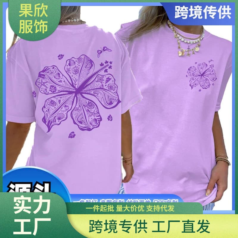 [Cross-border EU Size] Oversized Graphic T-shirts for Women Teens Y2K Fl