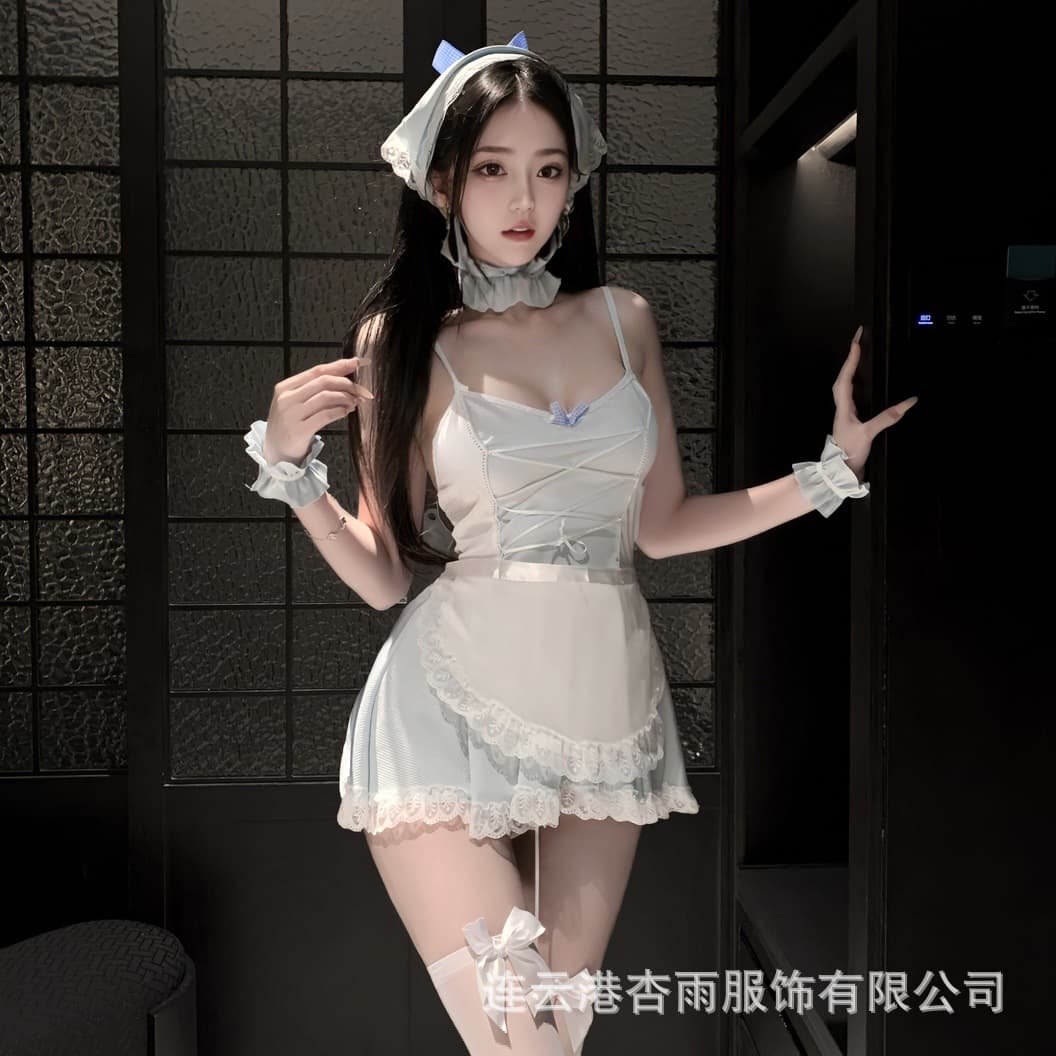 Sexy lingerie, cute and pure maid suit, girl next door lace suspender skirt, pure lust hot girl dress qqny
