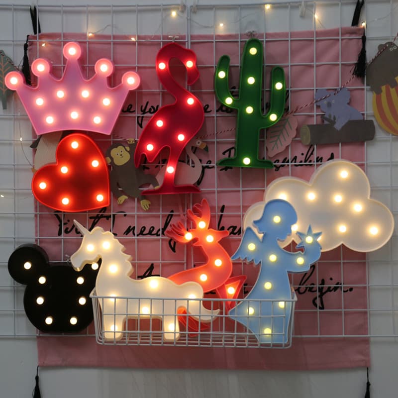 LED Decorative Light - Ins Korean Best-Selling Cactus Light, Flamingo Christmas Light, Letter Decor Table Night Light