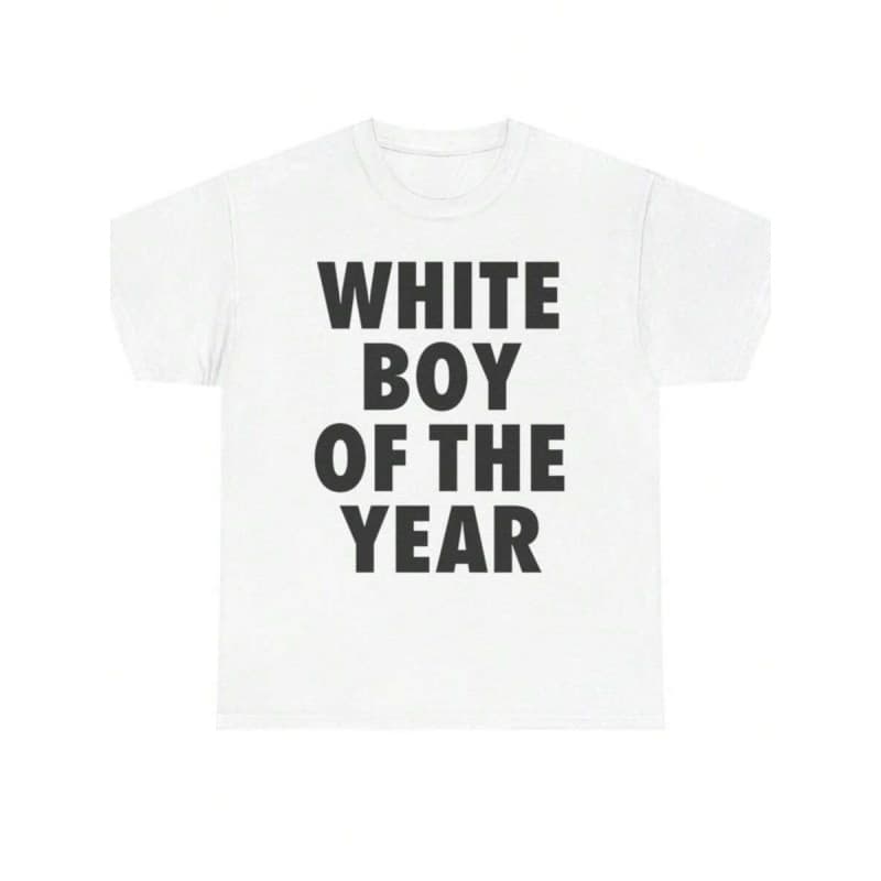 American Street Style Women's T-Shirt, Quirky Letters, White Boy Of The Year, Slimming Women's Short Sleeve INS