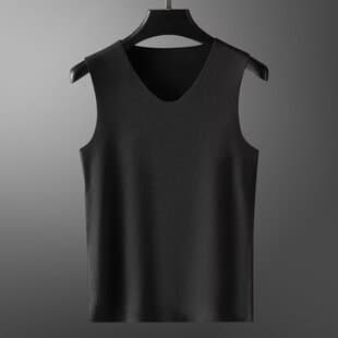 Men's Seamless Thermal Vest Men's Fleece-Lined Thickened Slim Base Layer Elastic Thermal Autumn Winter Underwear Vest Top