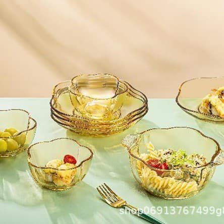 Comerit Bright Future Twelve-piece Set Household Glass Bowl and Plate Tableware Salad Bowl Rice Bowl Dinner Plate Gift Box