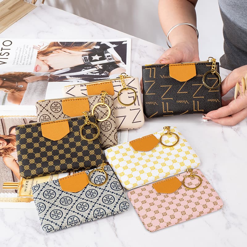 2024 New Mini Ladies Coin Purse Short Key Organizer Zippered Small Coin Card Case Factory Direct