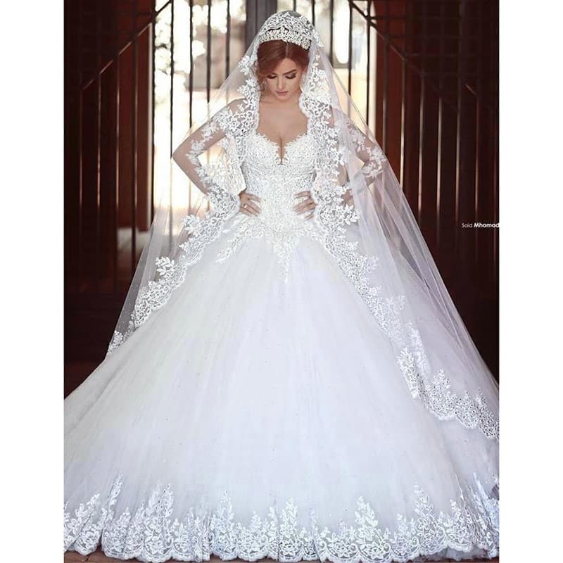 New Cross-Border Palace Style Elegant Bride Main Wedding Dress 2026 European and American Bride Large Train Slim Fit Wedding Dress for Women