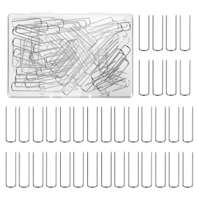 Cross-Border Silver Gold U-Shaped Needle Box with 100 Pieces of Jewelry Carpet Needles for Home Patchwork Fabric Sewing Fixed Needles