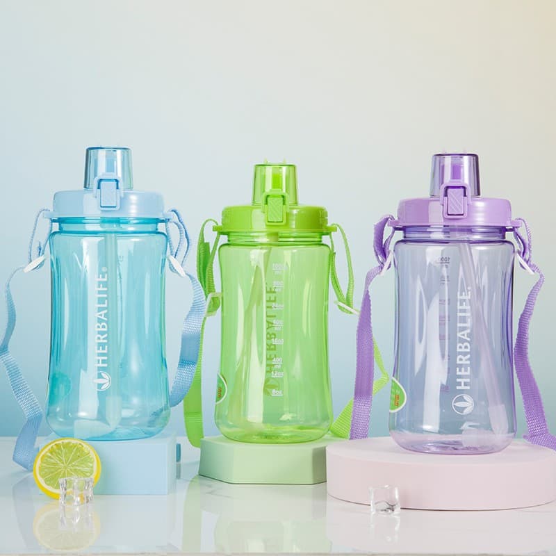 Summer Outdoor Sports Straw Cup Solid Color Plastic Water Bottle Convenient Travel Fitness Sports Water Bottle