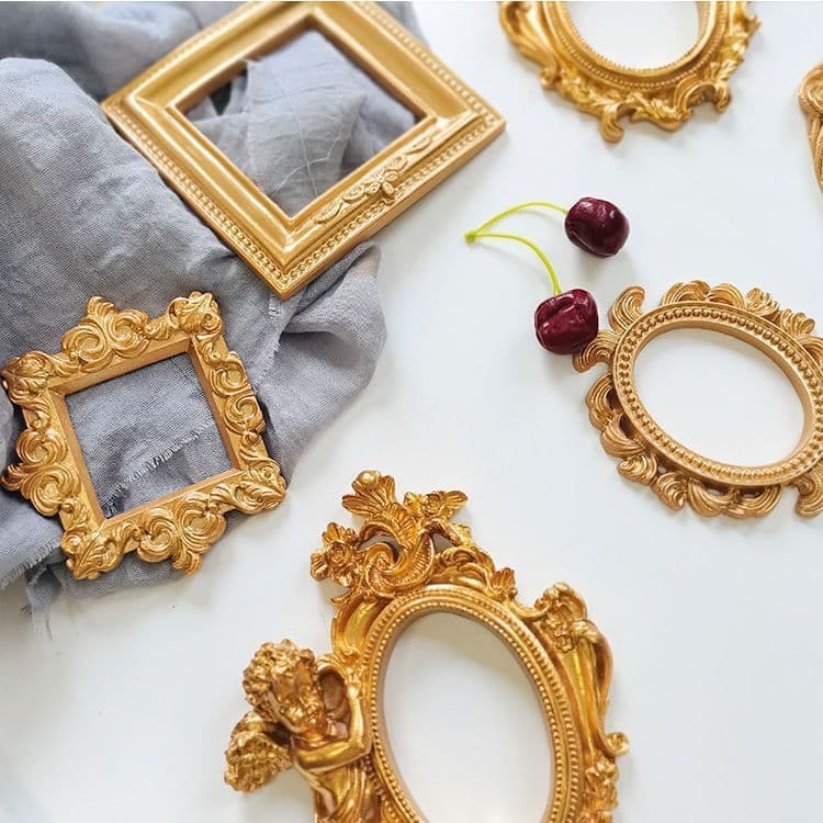 European Victorian Style Vintage Resin Mini Angel Oval Small Photo Frame Decorative Positioning Frame Earring Necklace