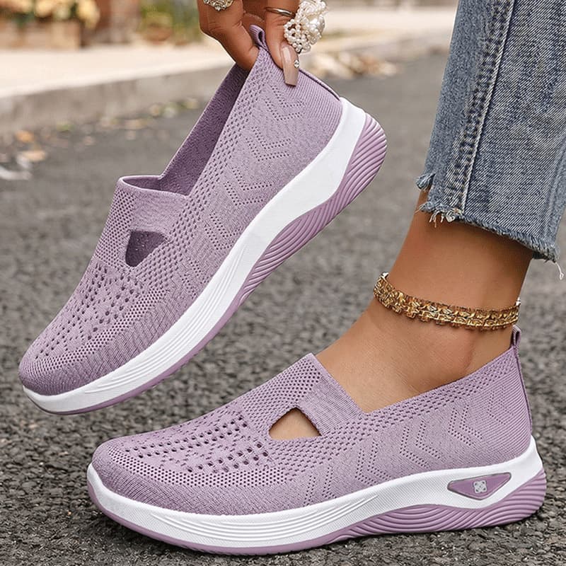 Cross-Border New Knit Mesh Women's Shoes TEMU Slip-On Breathable Soft Sole Casual Shoes Foreign Trade Large Size Shallow Mouth Flats