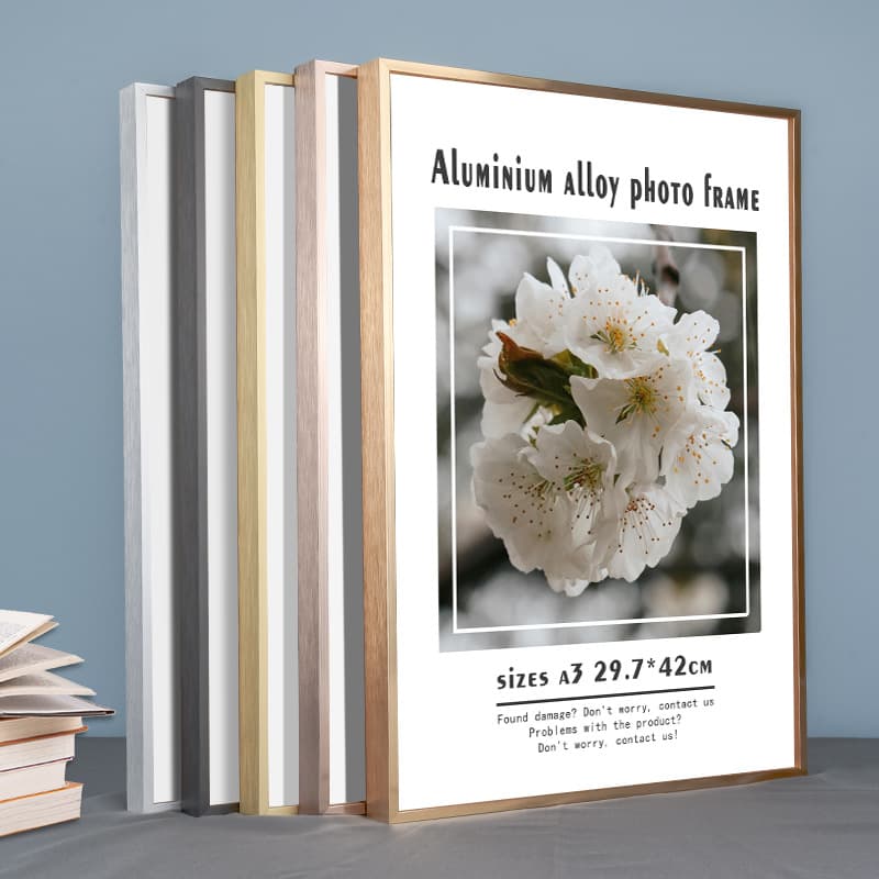 Aluminum alloy narrow A4 photo frame advertising poster business license frame diy picture frame table metal photo frame wholesale