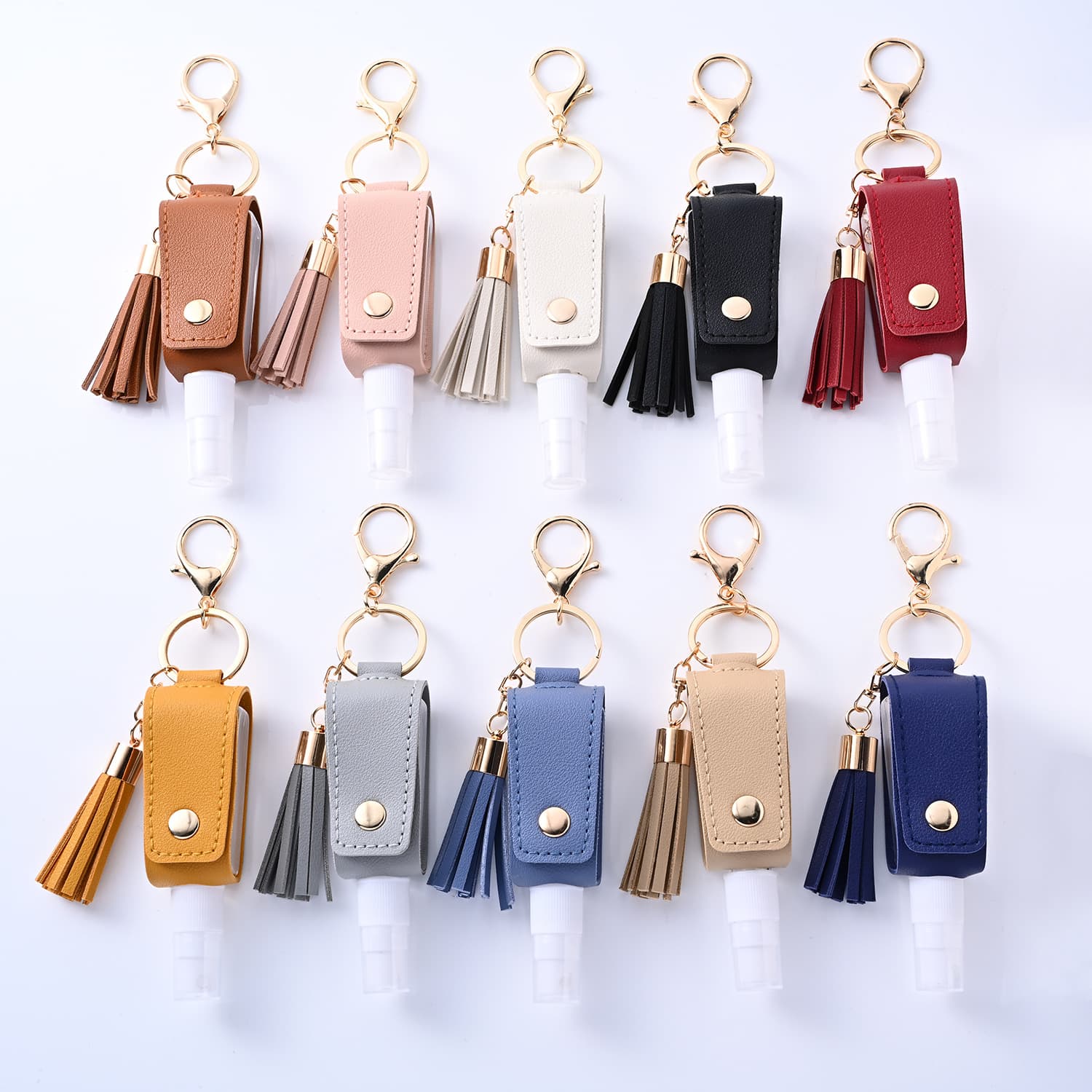 Pu Leather Spray Keychain No Need To Wash Hands Fringed Spray Bottle Leather Cover Keychain Disinfectant Perfume