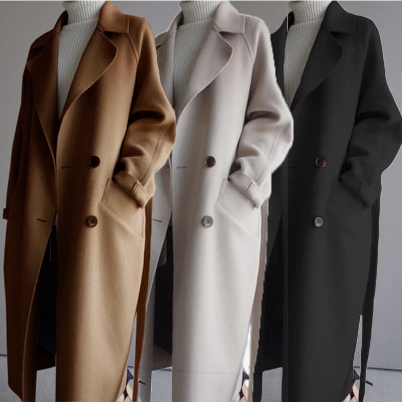 Forest-style dragon and phoenix wool coat for women, 2025 autumn and winter new arrival, loose fit, slimming, mid-length, Korean style, over-the-knee wool coat.