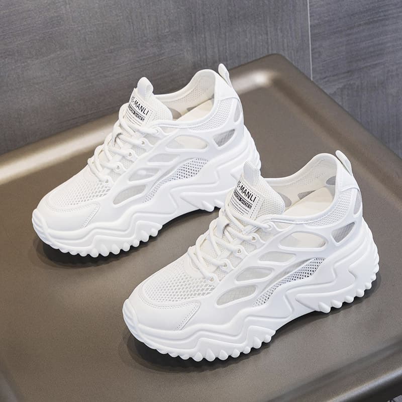 2026 Spring and Summer Casual Women's Shoes Breathable Mesh Daddy Shoes Season New Lightweight Thick-soled Height-increasing Sports Shoes for Little People