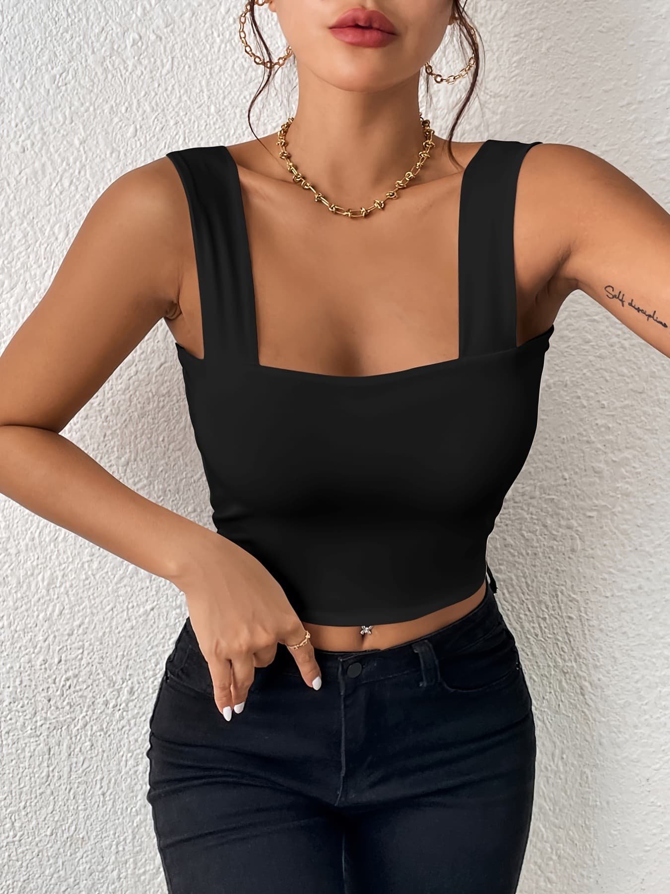 2025 European and American Cross-Border Hot New Style Camisole Wide Strap Sleeveless Top Sexy Slim Fit Babe Vest