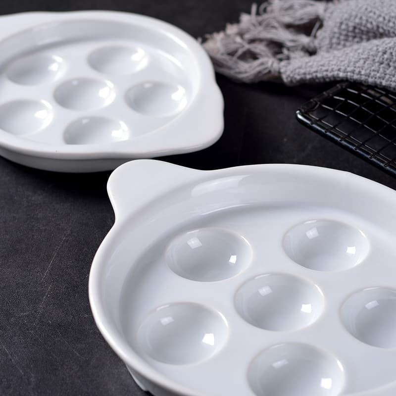 French grilled snail plate, grilled snail plate, grilled snail plate, bird egg plate, Western restaurant baking barbecue plate