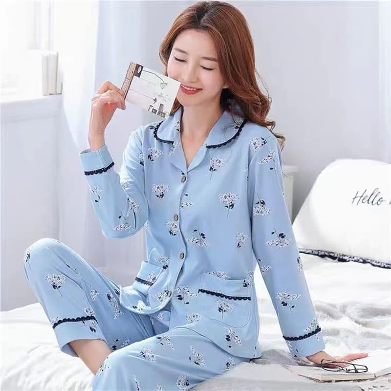 100% Cotton Pajamas Women Spring Autumn Long Sleeve Homewear Autumn and Winter Thin Young Ladieswear Loose Plus Size Pajamas Set