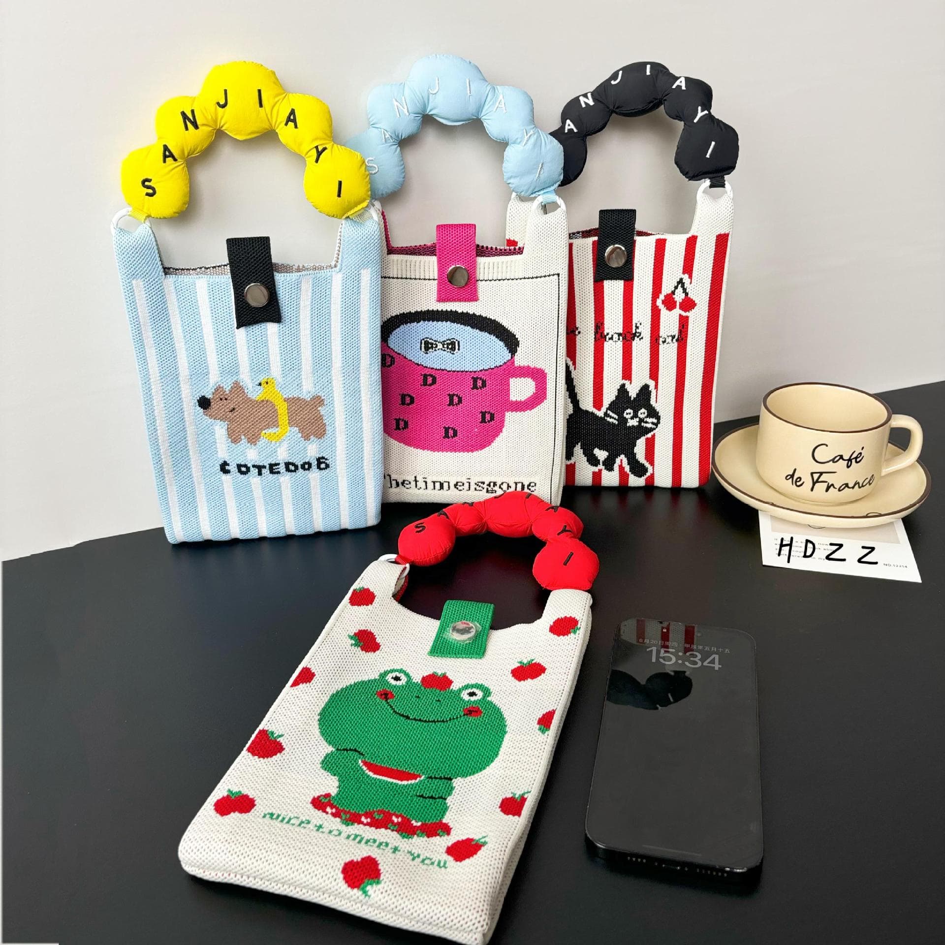 High-end Ins New Phone Bag, Cute Cartoon Knitted Bag, Niche Design Trendy Shoulder Crossbody Bag