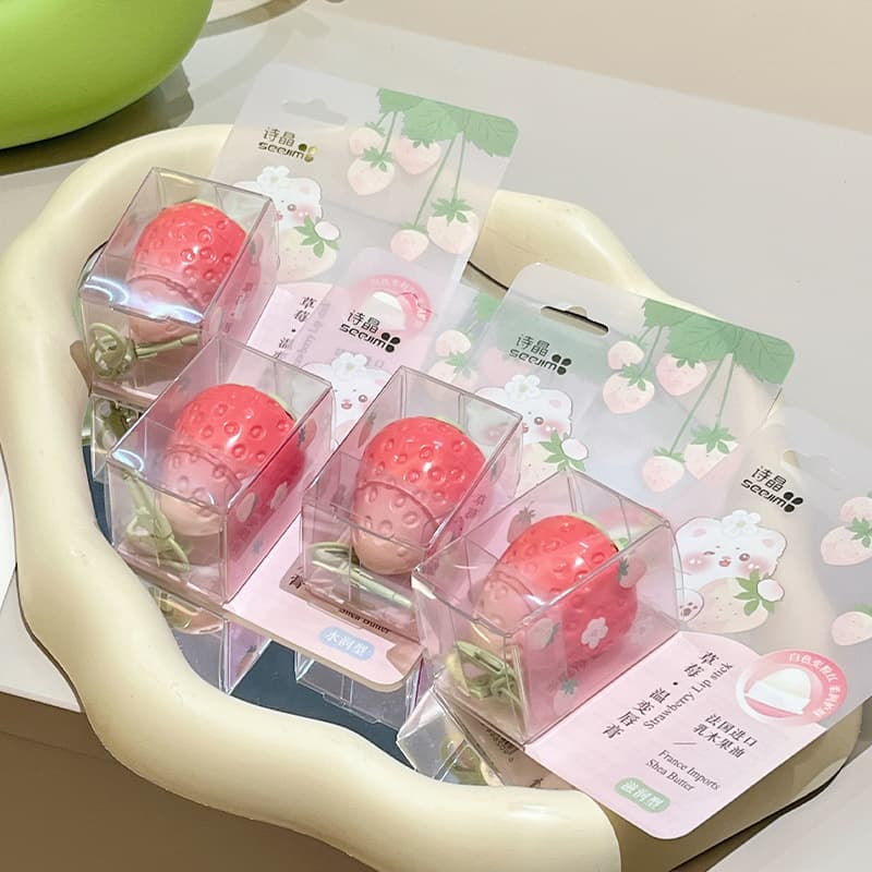 Autumn and winter strawberry thermotropic lip balm moisturizing and diluting lip lines student girl lip care lip balm