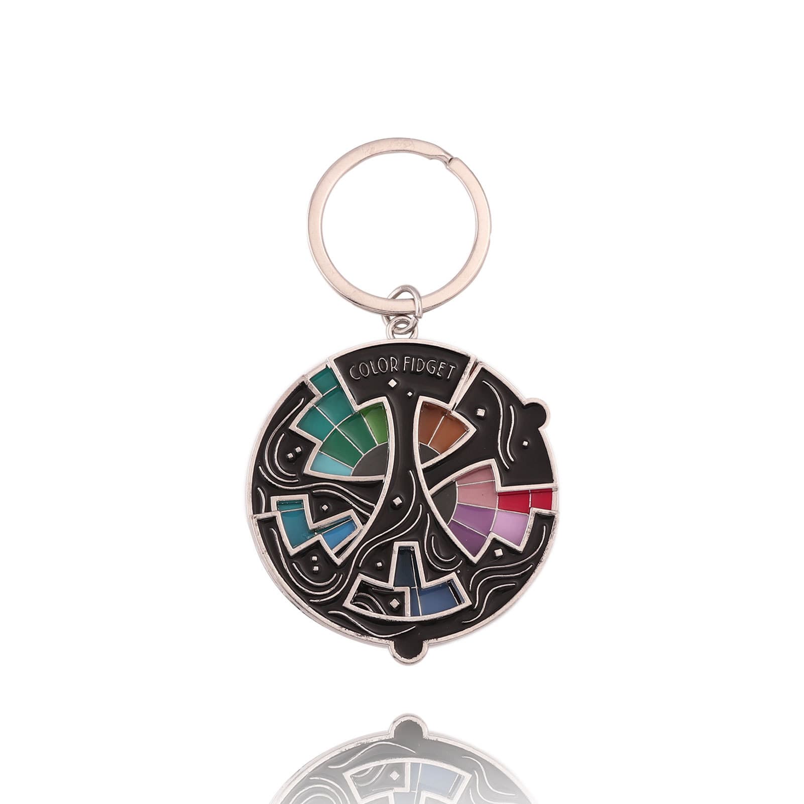 Amazon Bestseller Color Fidget Enamel Pin Hue Color Wheel Spinner Keychain Pendant