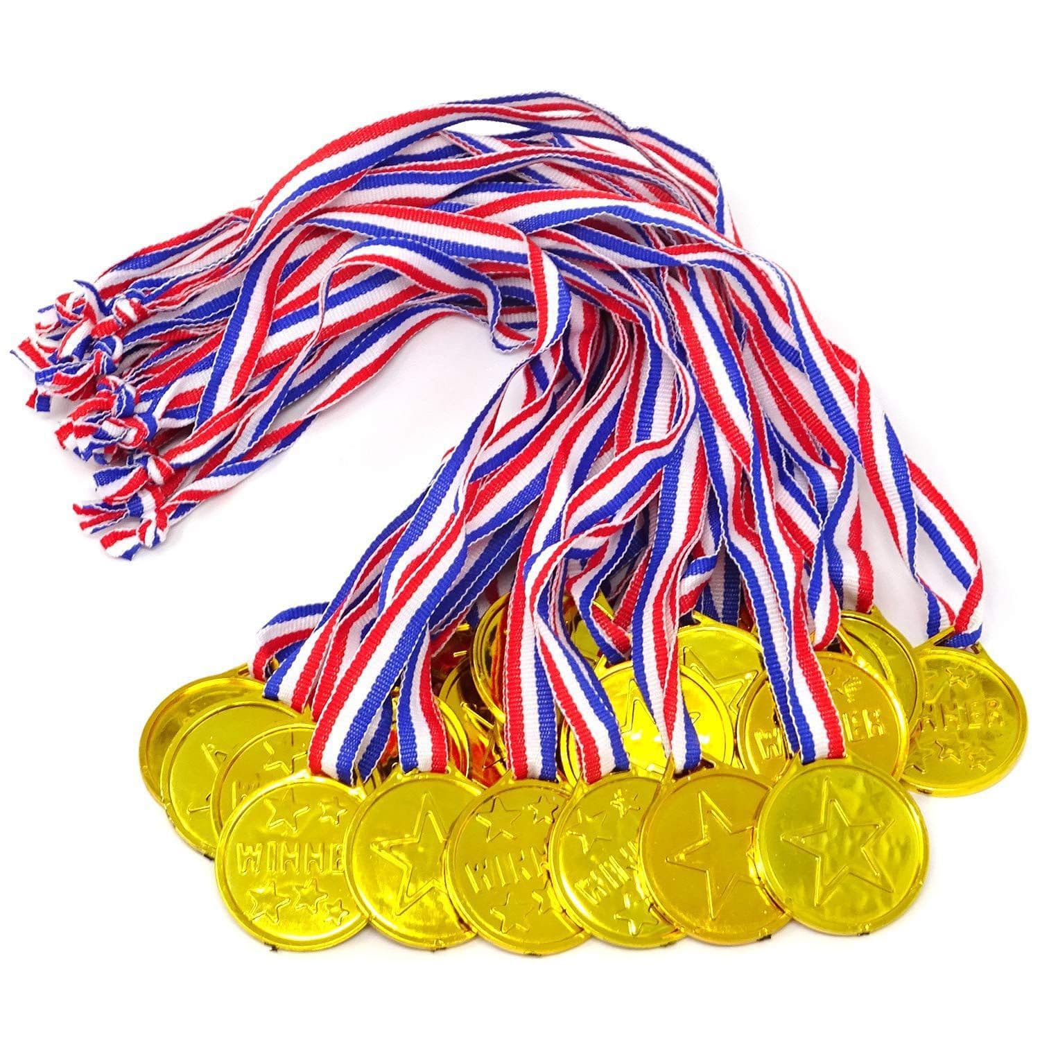 Amazon children's plastic medal tag toys, gold sports medals, bronze and silver toy party gifts.
