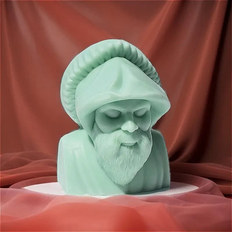 Elderly Face Mold for Scented Candles, Realistic Human Body Aroma Stone Plaster Ornament, Resin Silicone Mold