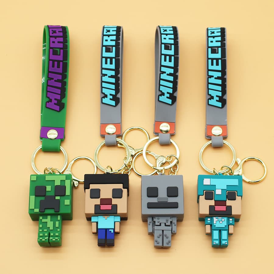 3D sandbox game Minecraft key chain PVC car key chain bag pendant gift