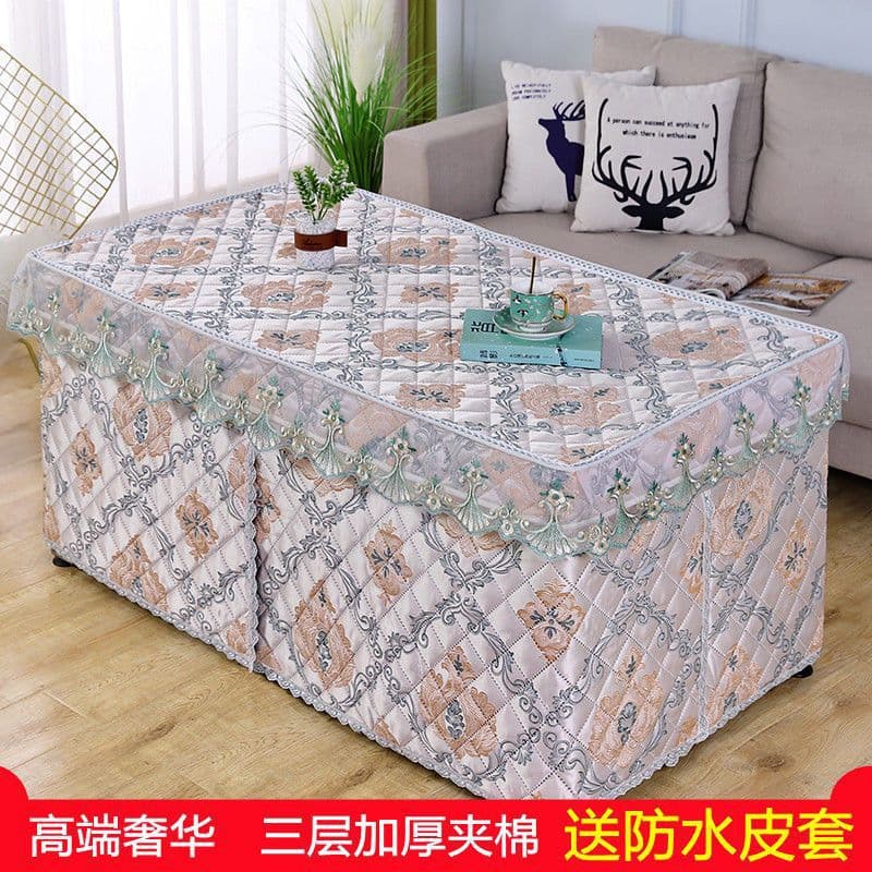 Heating Table Cover Rectangular Quilted Electric Heater Coffee Table Cover Fireplace Protector New
