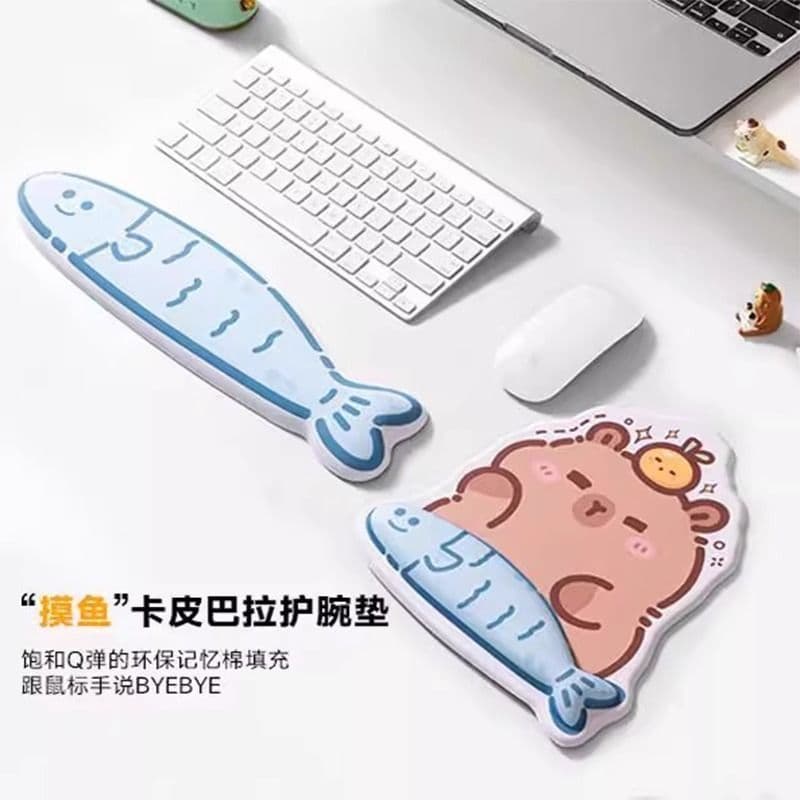Cute Happy Fish Wrist Rest Mouse Pad Wrist Support Keyboard Hand Rest Pad Office Mouse Pad